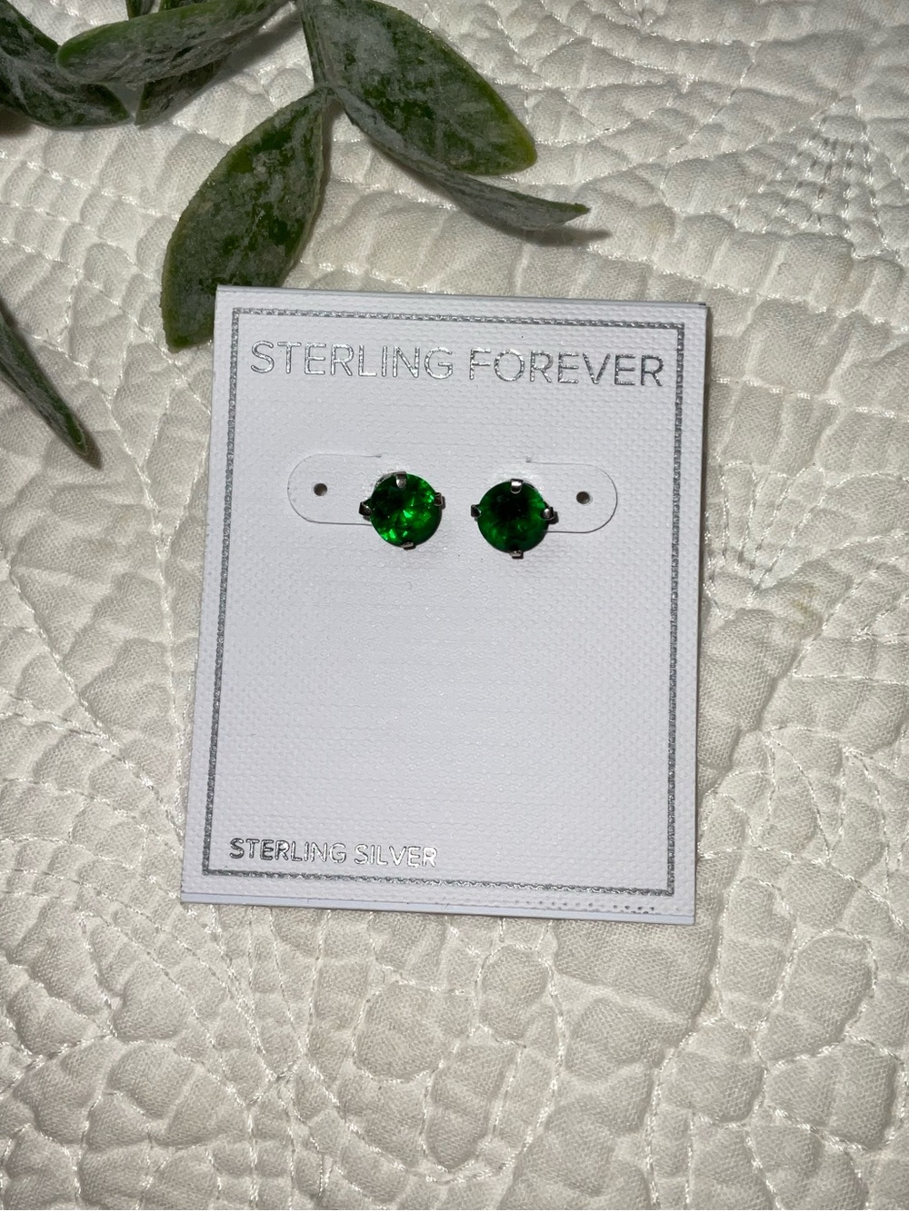 Sterling Forever Emerald Green Sterling Silver Stud Earrings
